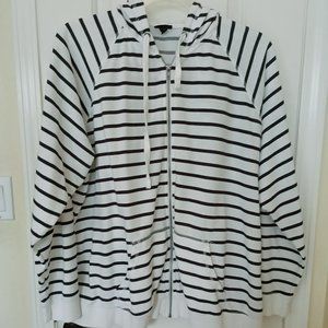 TORRID Dark Grey & White Stripe Zip Up Hoodie